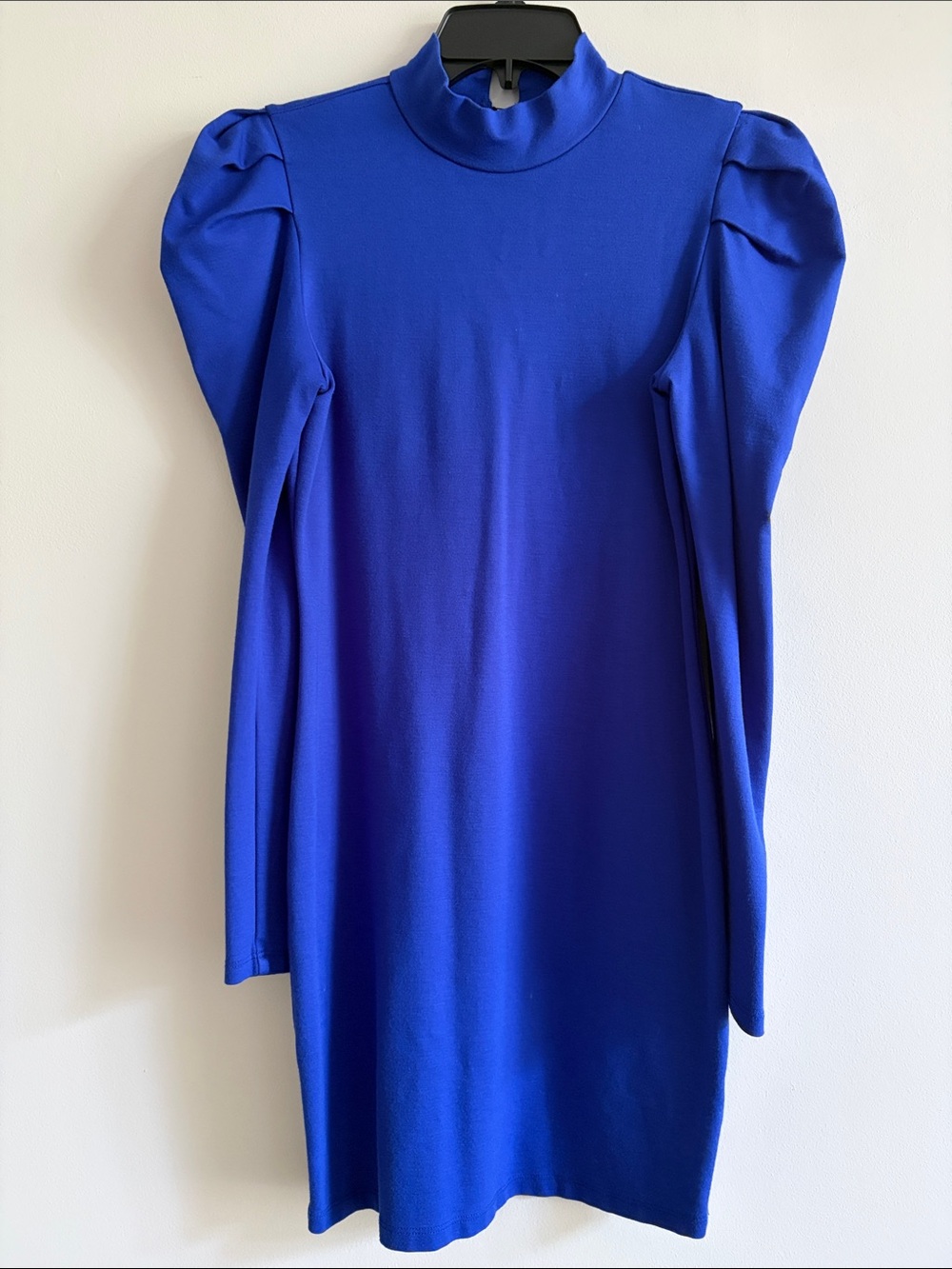 Structured Puff-Sleeve Mini Dress in Royal Blue